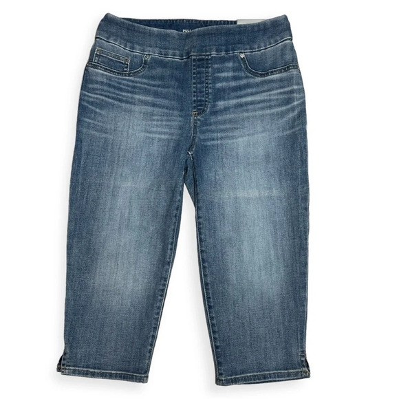 Chicos denim pull on capris Chicos size 0 Regular 4 17 inch inseam stretchy blue - Picture 3 of 11